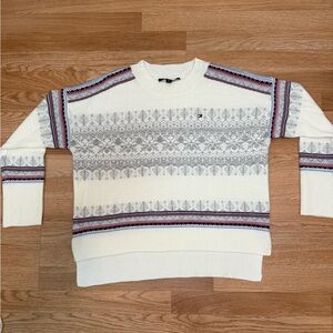 Tommy Hilfiger White and Gray Knit womens Sweater